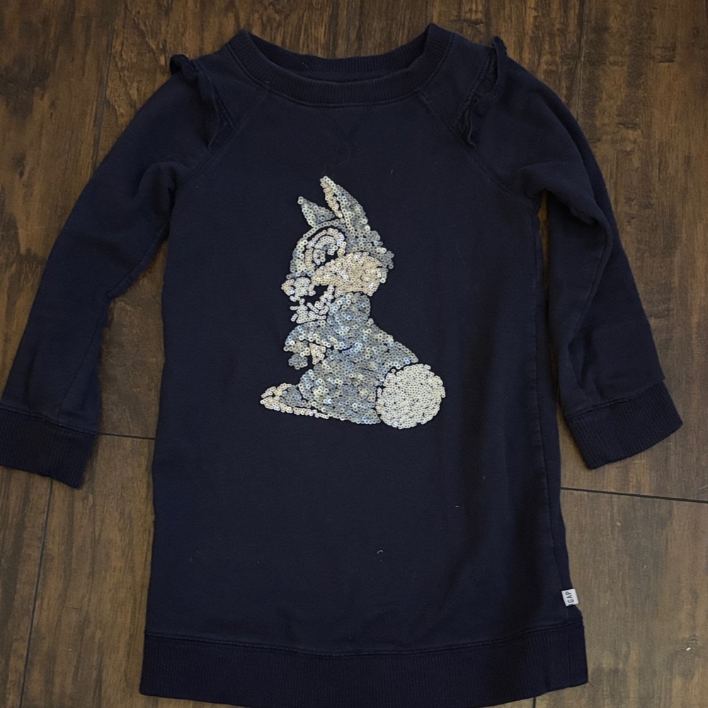 GAP Navy Sweatshirt with Sequin Bunny